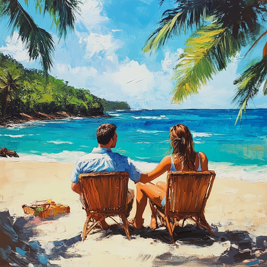 peinture couple vacances