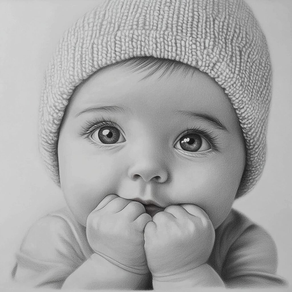 dessin bebe crayon