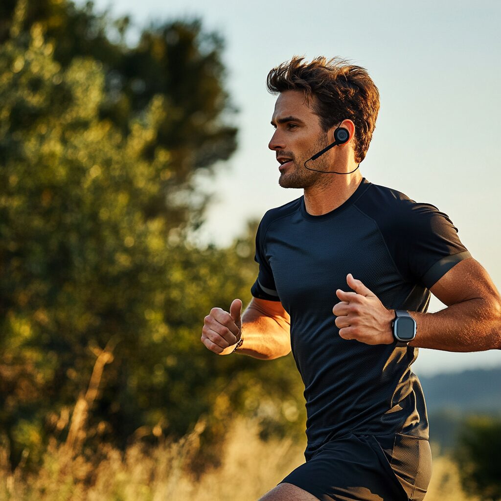 homme qui court avec montre connectee